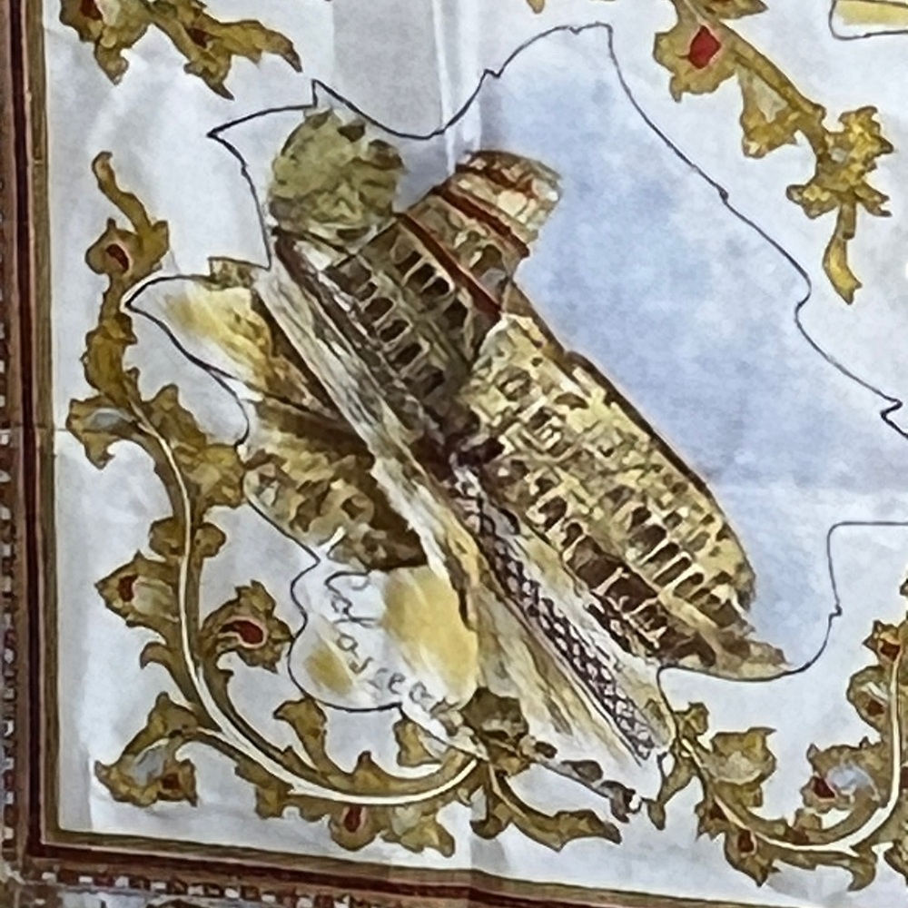 Vintage Roma Gold and White Landmark Souvenir Scarf - Picture 3 of 9